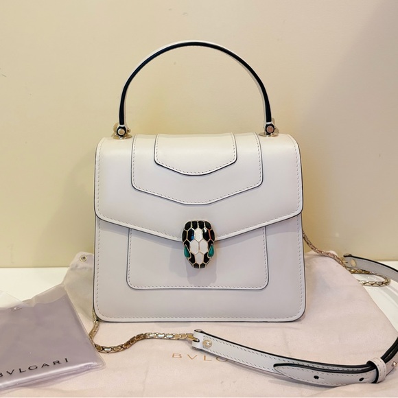 Bulgari White Crossbody Bag with Serpenti Closure - Picture 1 of 7